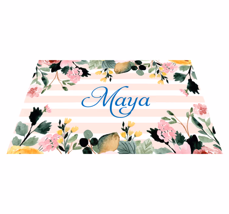 Floral personlig navn dækkeserviet - TenStickers