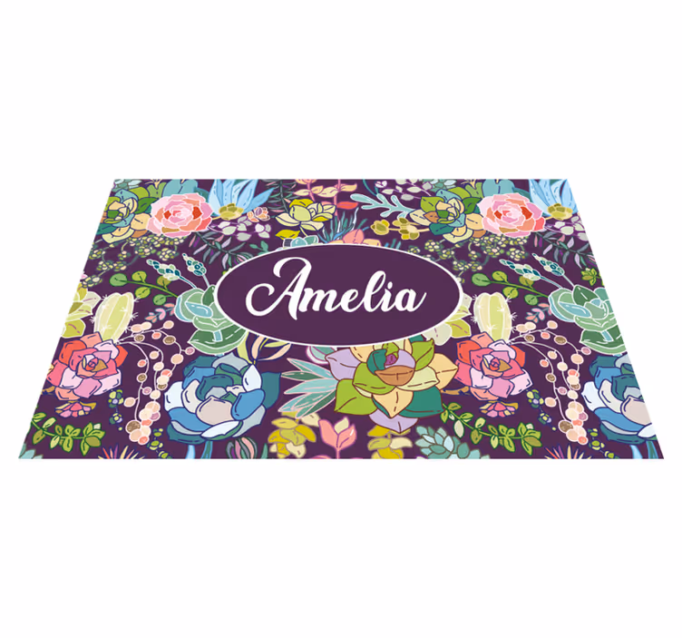 Navn dækkeserviet med blomsterkunst design - TenStickers