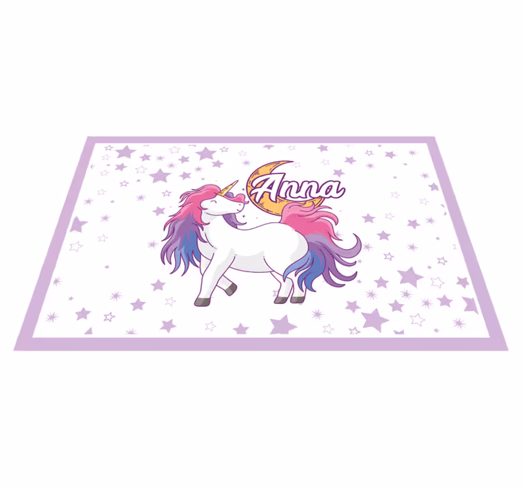 Enhjørning og måne personlige dækkeservietter - TenStickers