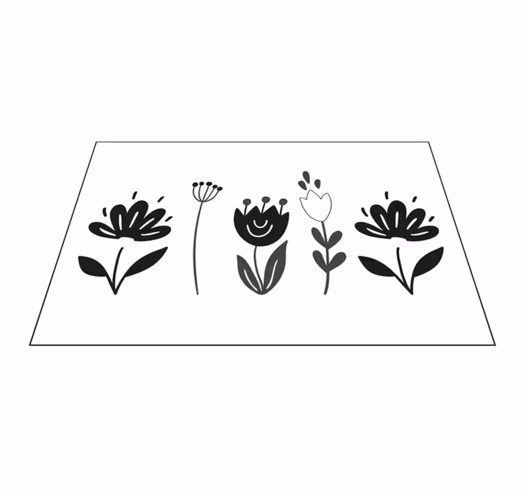 Sorte og hvide blomster originale dækkeservietter - TenStickers
