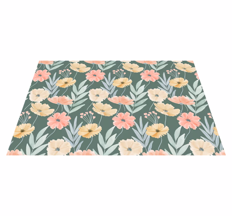 Original dækkeserviet med blomsterdesign på grøn baggrund - TenStickers