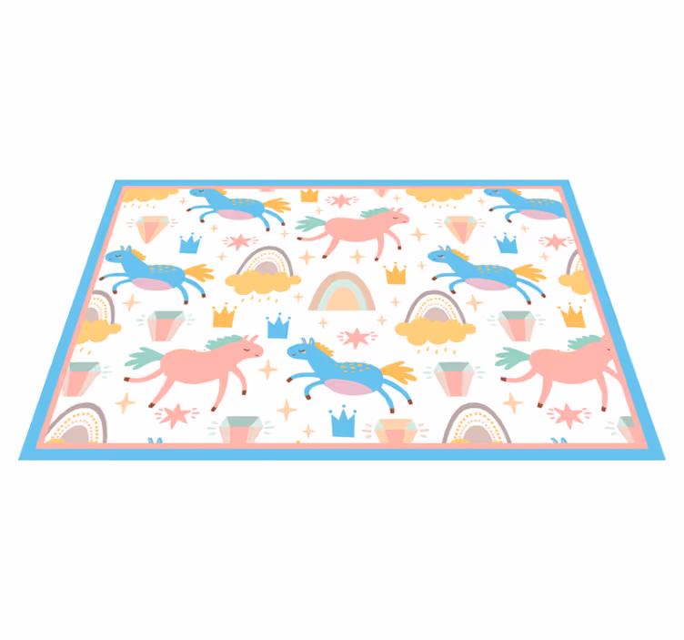 Dækkeserviet børn farverige enhjørninger løbende - TenStickers