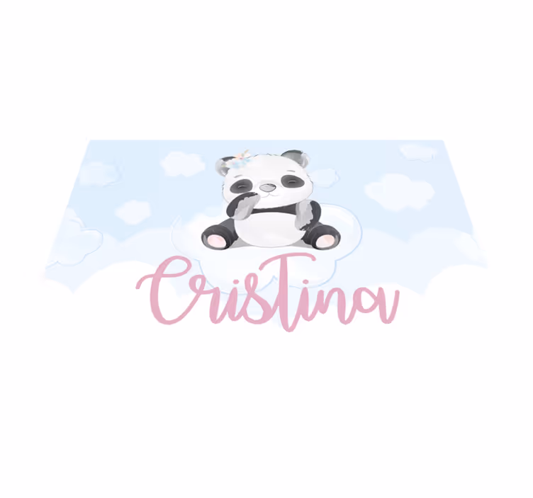 Sød panda til pige med navnebørn dækkeserviet - TenStickers