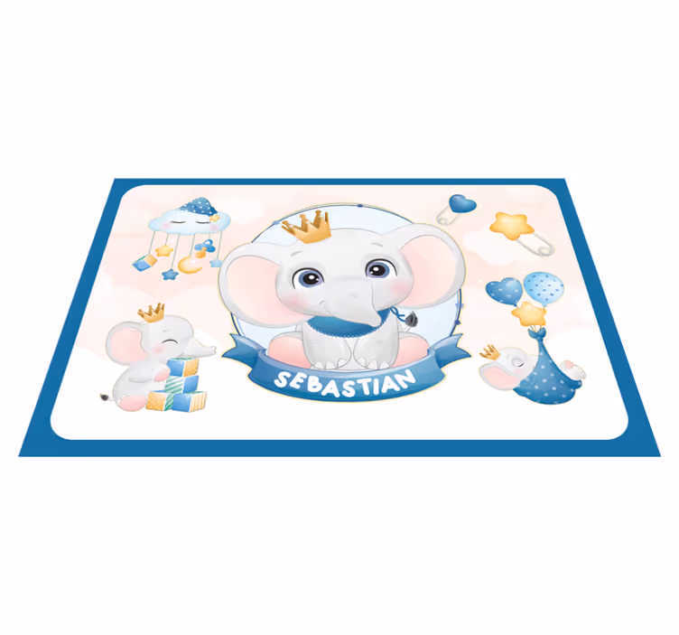 Dækkeserviet børn med sød elefant illustration - TenStickers