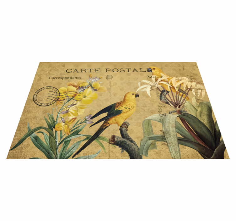 Original dækkeserviet vintage blomsterpostkort - TenStickers