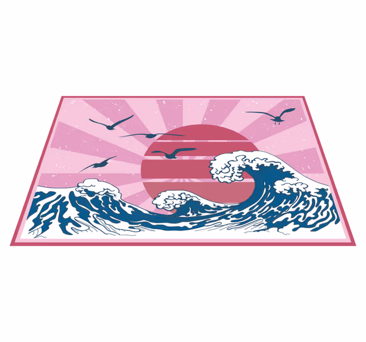 Moderne dækkeserviet bølger og sol - TenStickers