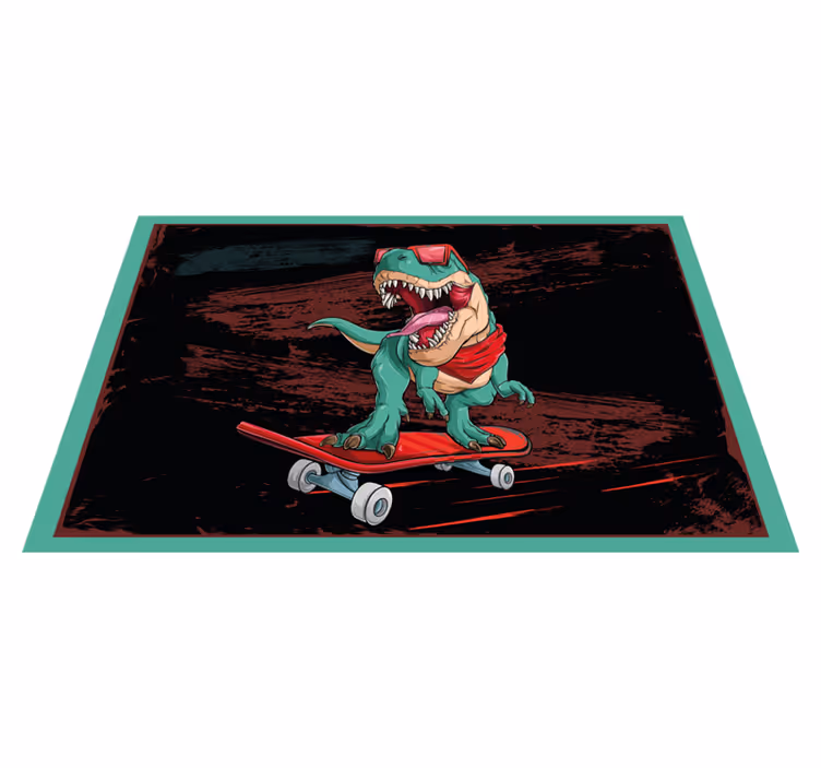 Skating grøn dinosaur originale dækkeservietter - TenStickers