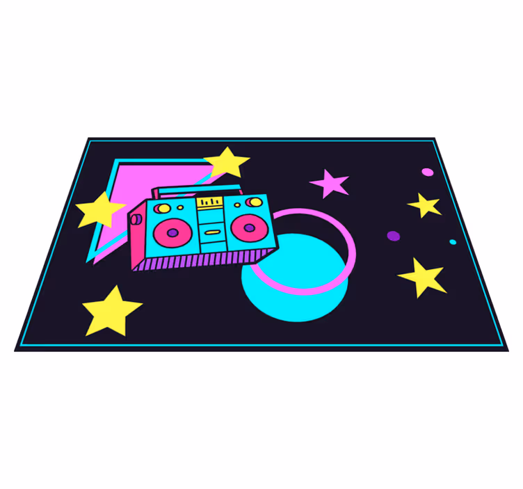 Original dækkeserviet farverig retro boom box - TenStickers