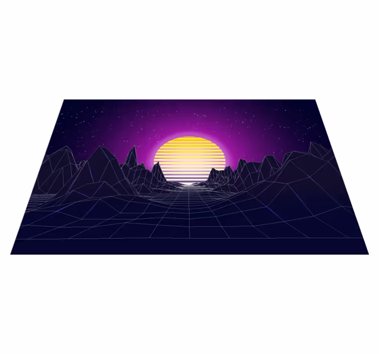 Moderne dækkeserviet geometrisk solnedgang landskab - TenStickers