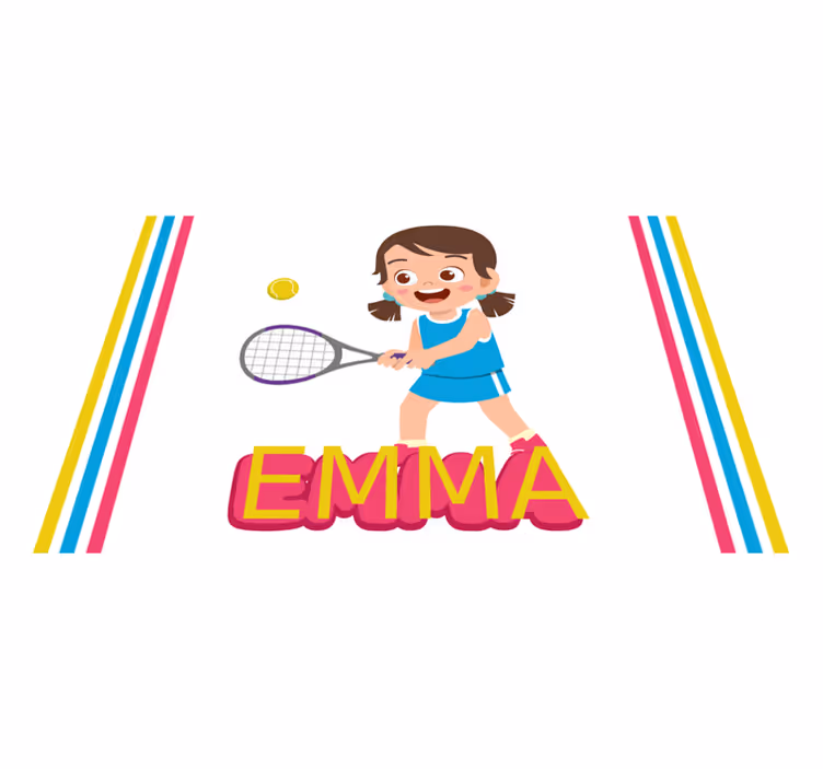 Pige tennisspiller med navn bord dækkeservietter - TenStickers