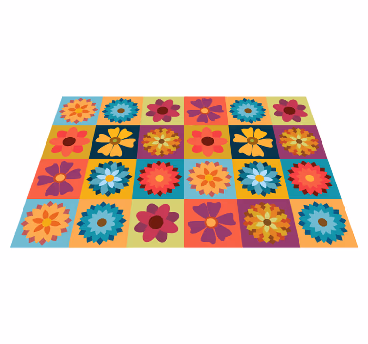 Farvede blomsterfliser dækkeserviet - TenStickers