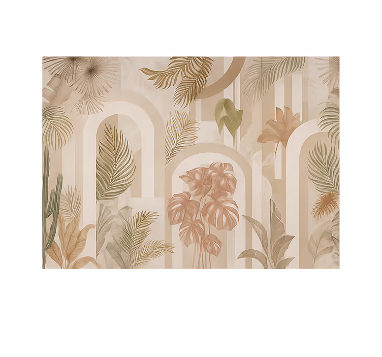 Design af junglebuer fototapet stue - TenStickers