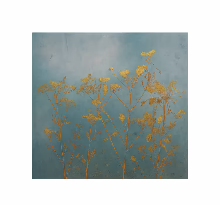 Gyldne blomster design fototapet stue - TenStickers