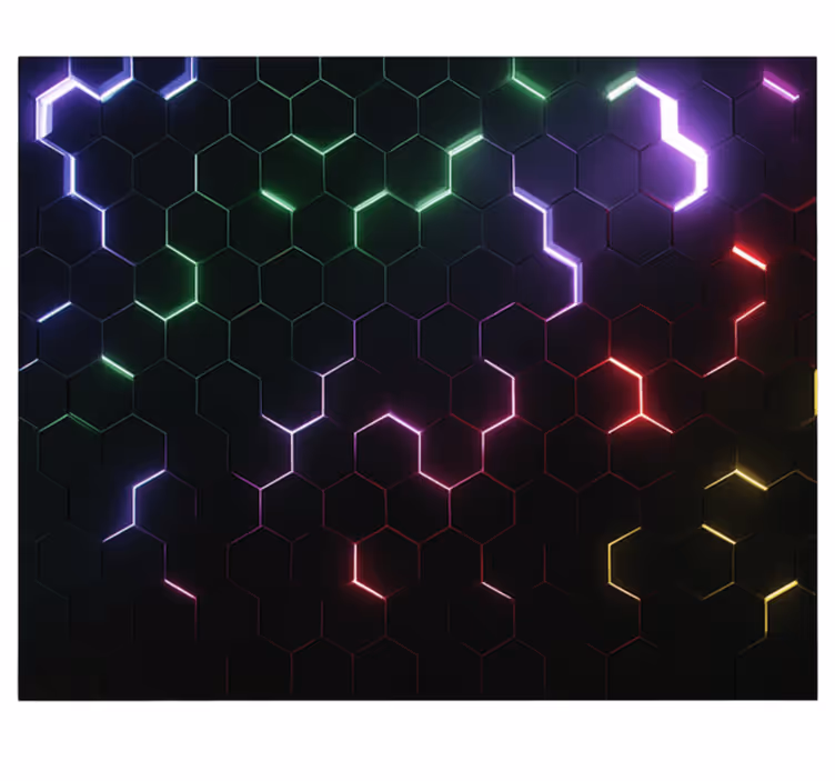 Neon 3d-sekskanter fototapet til teenageværelse - TenStickers