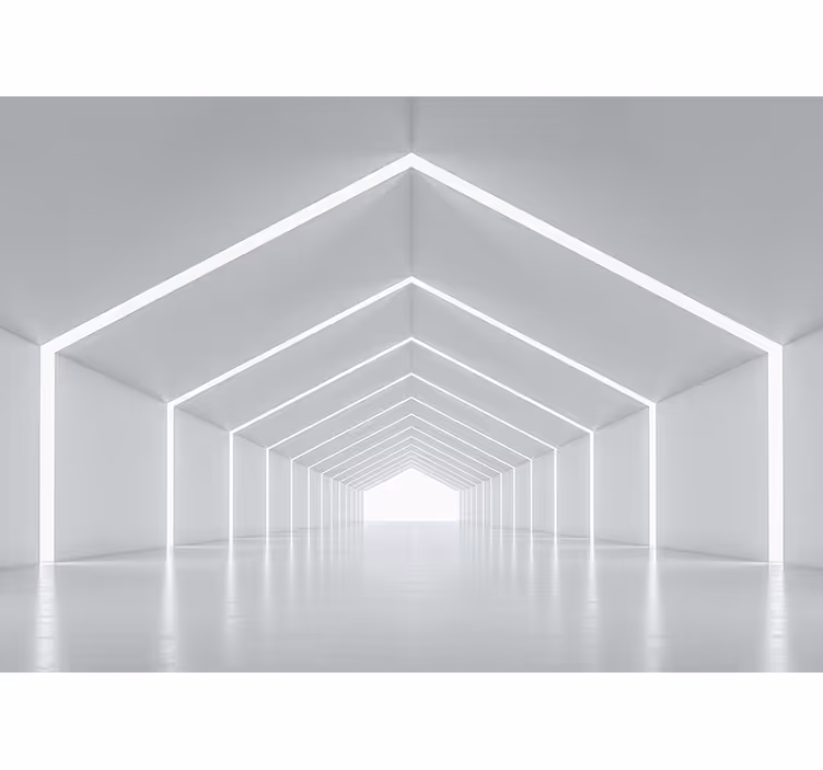 Hvid tunnel 3d fototapet - TenStickers