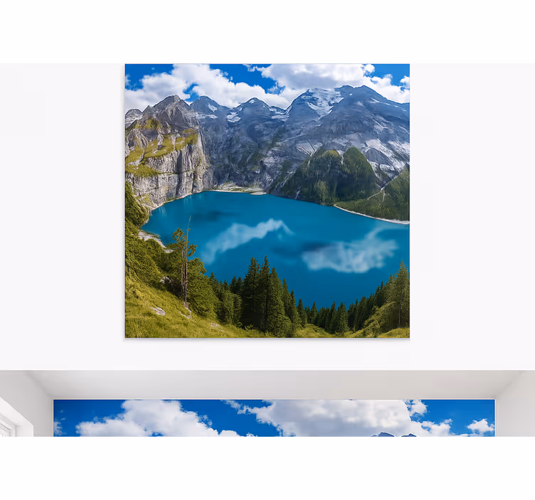 Gyldne solnedgangsbjerge fototapet bjerg - TenStickers