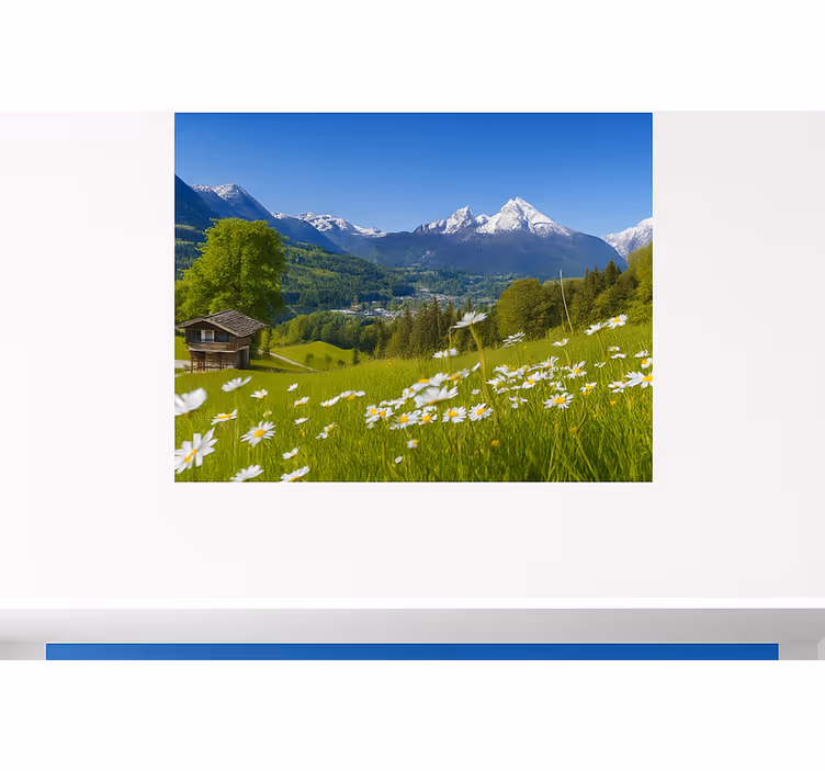 Alpinhytte om sommeren fototapet bjerg - TenStickers