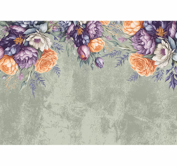 Vintage blomsterdesign fototapet soveværelse - TenStickers