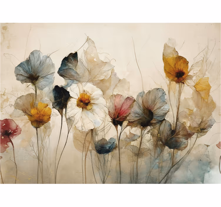 Solsikke fototapet tørrede smukke blomster - TenStickers