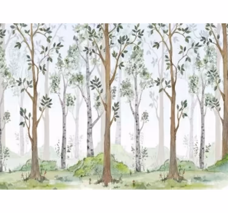 Fototapet skov minimalistisk botanisk motiv - TenStickers