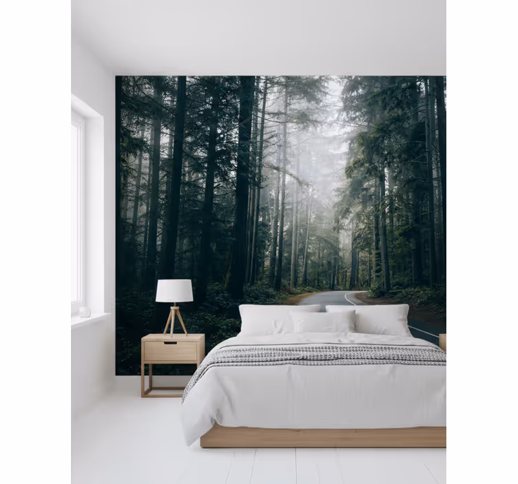 Fototapet skov tåget fyrervej - TenStickers