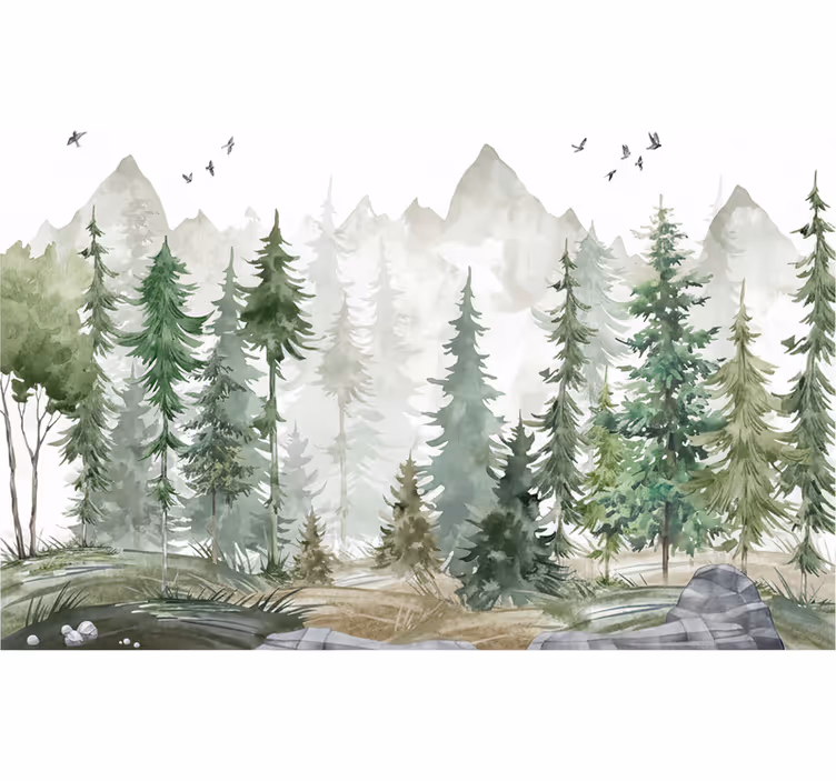 Fototapet skov nordic pine minimal - TenStickers
