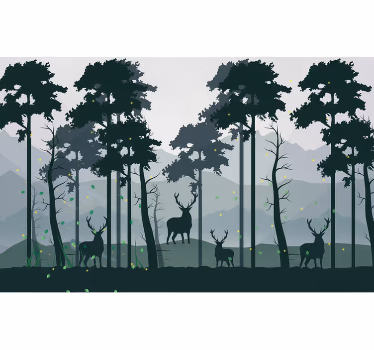 Fototapet skov silhuet skov scandi - TenStickers