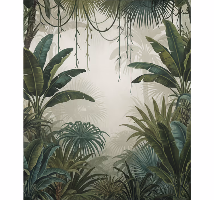 Fototapet skov retro jungle tilflugtssted - TenStickers