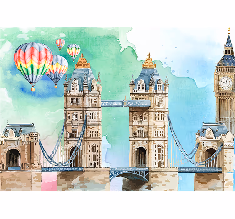 Ballon over tårnbro london vægfototapeter - TenStickers