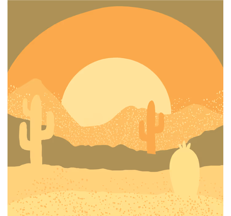Fototapet ørken solnedgang og kaktus silhuet - TenStickers