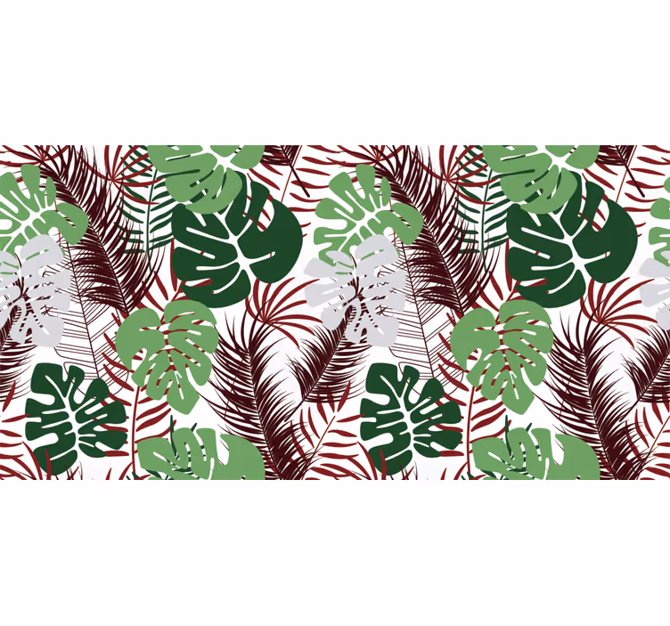 Fototapet jungle monstera blade med røde grene - TenStickers