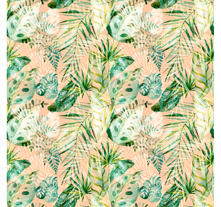 Fototapet jungle med pink blomsterblade design - TenStickers