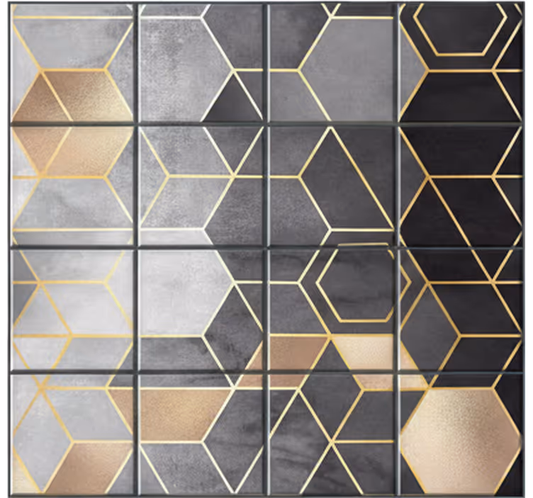 Fototapet badeværelse sorte og grå hexagoner - TenStickers