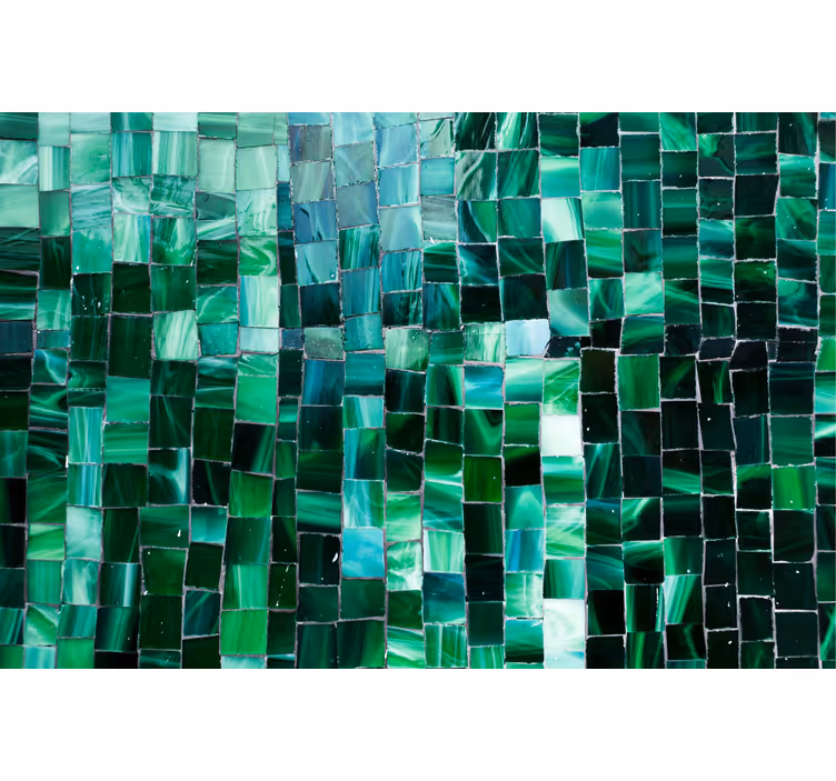 Fototapet badeværelse grøn mosaik gradient - TenStickers
