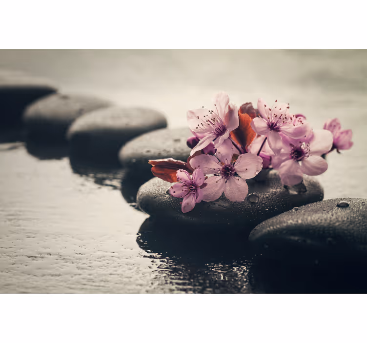 Fototapet badeværelse zen blomster - TenStickers