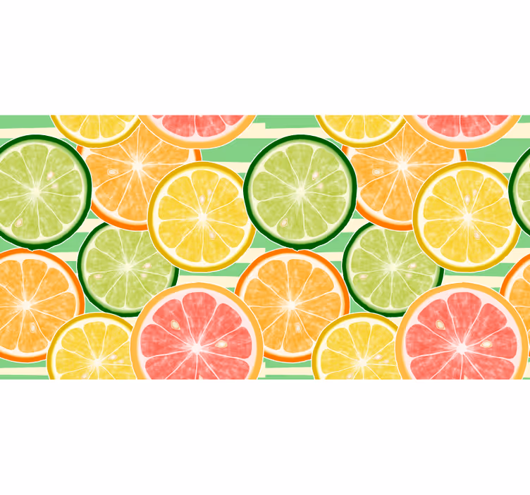 Køkken fototapet med citrusfrugtmønster - TenStickers