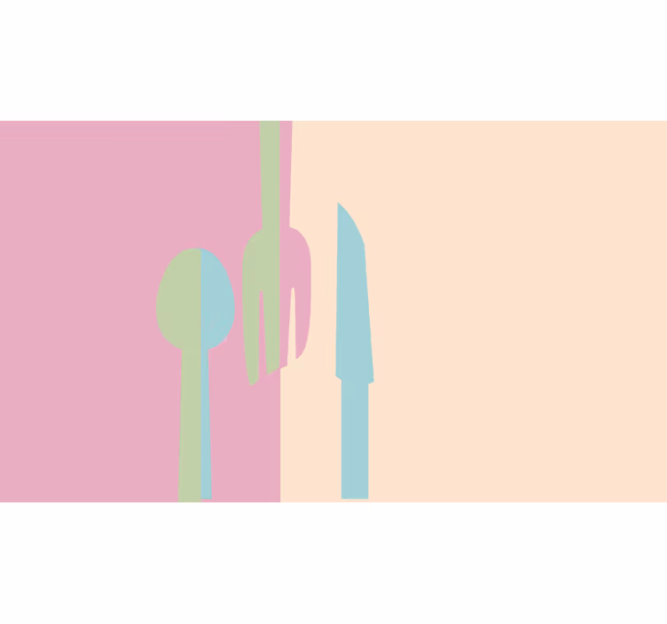 Køkken fototapet pastelfarvede redskaber - TenStickers