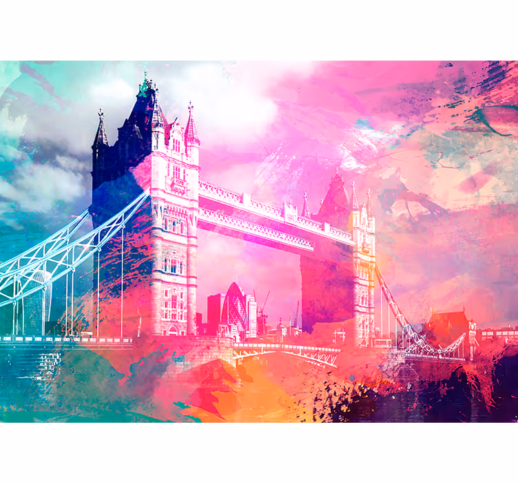 Farverig bro silhuet London fototapet - TenStickers