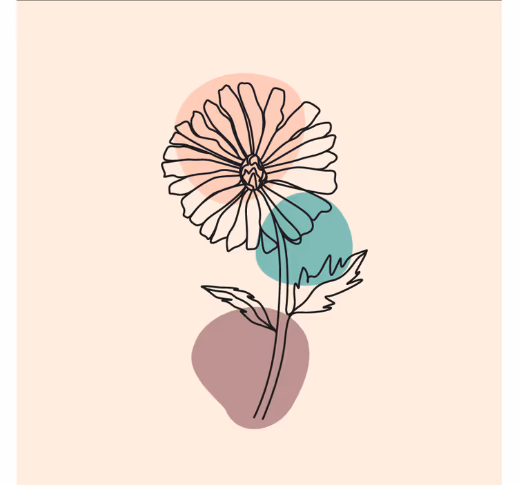 Beige fototapet med design af margueritblomster - TenStickers