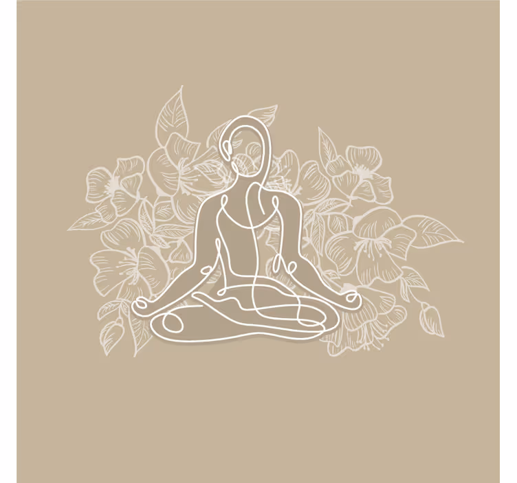 Beige fototapet med mediterende kvinde yogamåtte - TenStickers