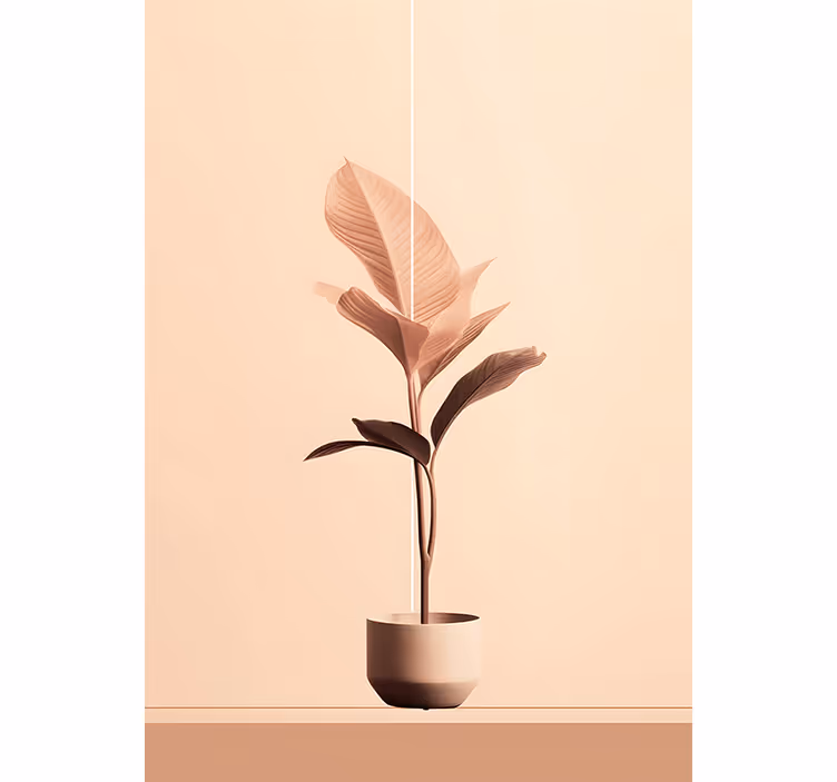 Beige fototapet med vertikale planter i beige nuancer - TenStickers