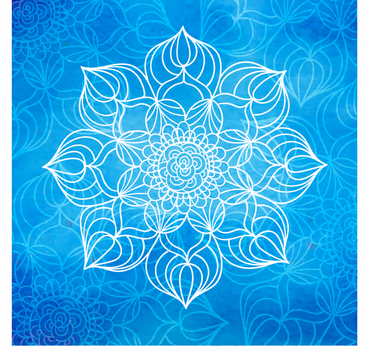 Blå fototapet med malerisk farvesplash mandala - TenStickers