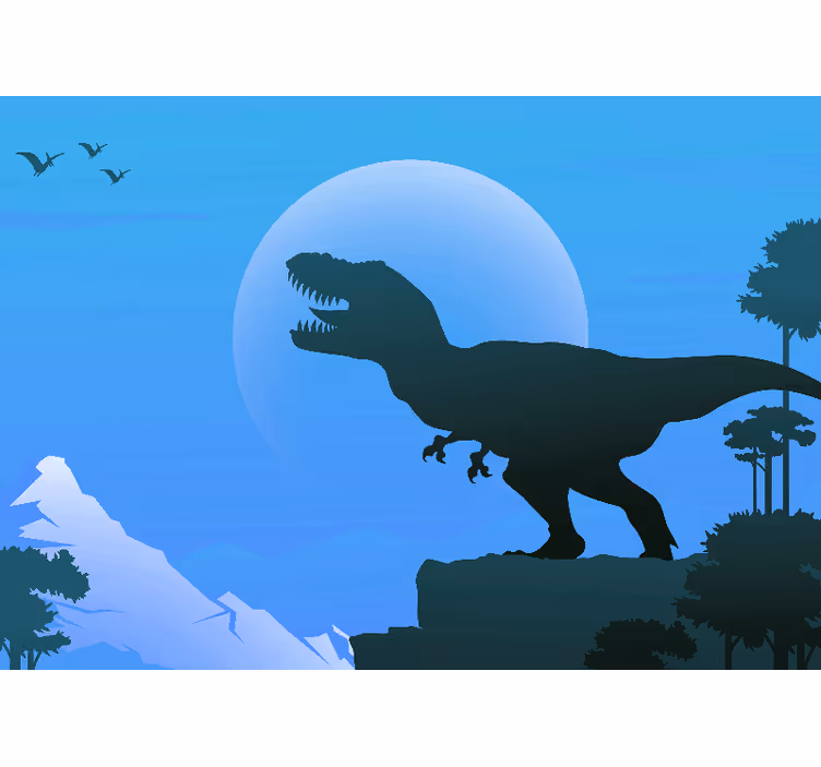 Blå fototapet vred t-rex brøler - TenStickers