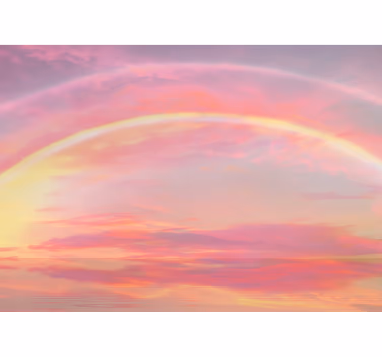 Fototapet lyserød pink himmel med regnbue - TenStickers
