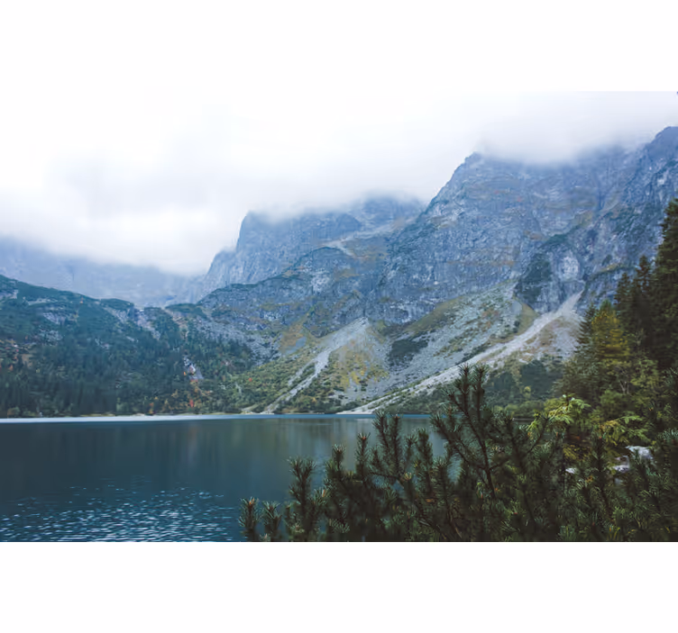 Grøn fototapet morskie oko i tatra-bjergene - TenStickers