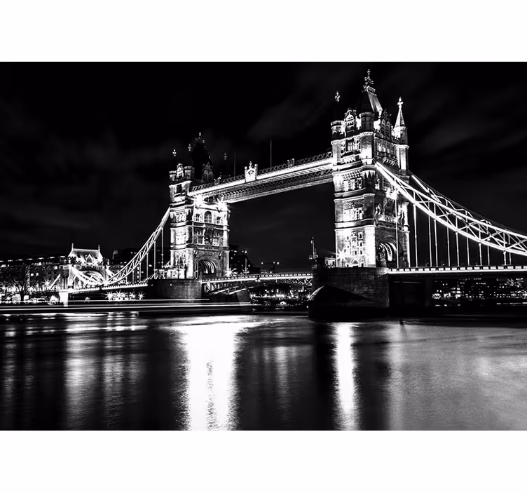 Fototapet sort london bridge om natten - TenStickers