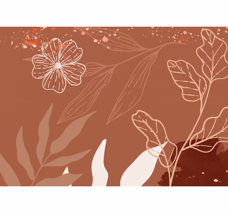 Fototapet terracotta med minimalistisk bladdesign - TenStickers