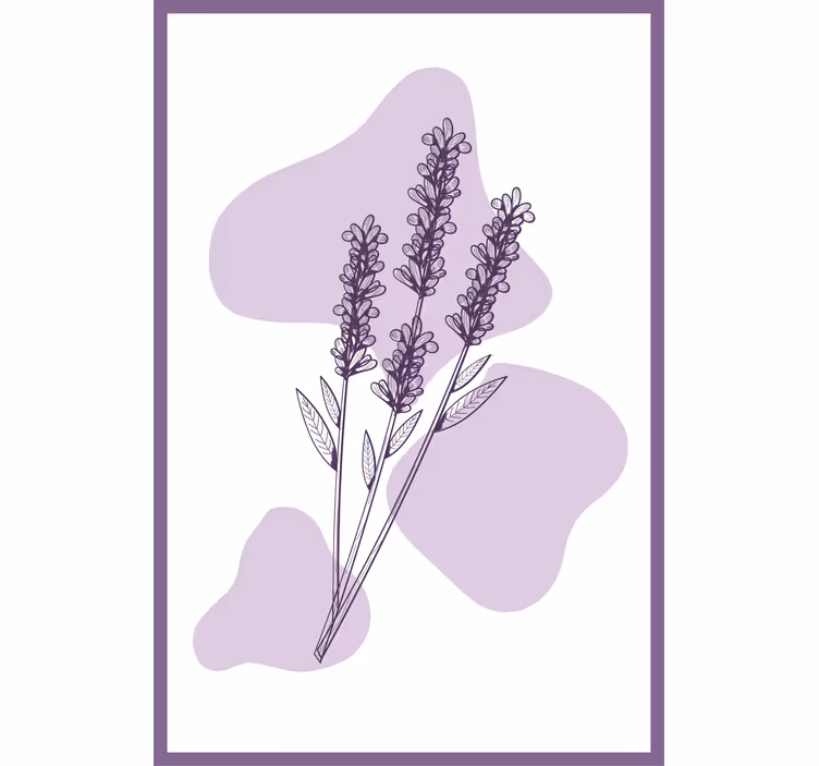 Lilla fototapet med lavendelplante tegning - TenStickers