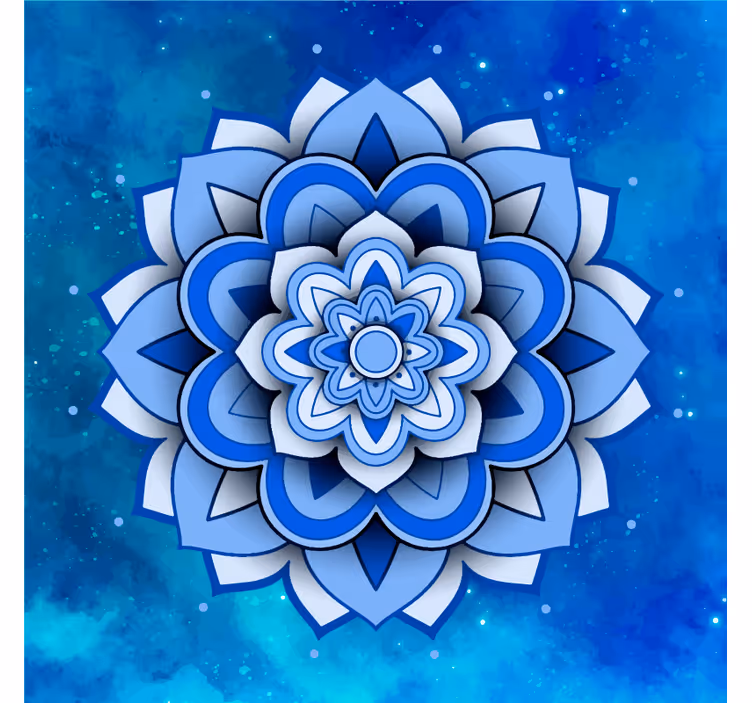 Blå fototapet mandala blomster design - TenStickers