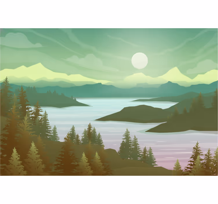 Entre fototapet flod og natur - TenStickers
